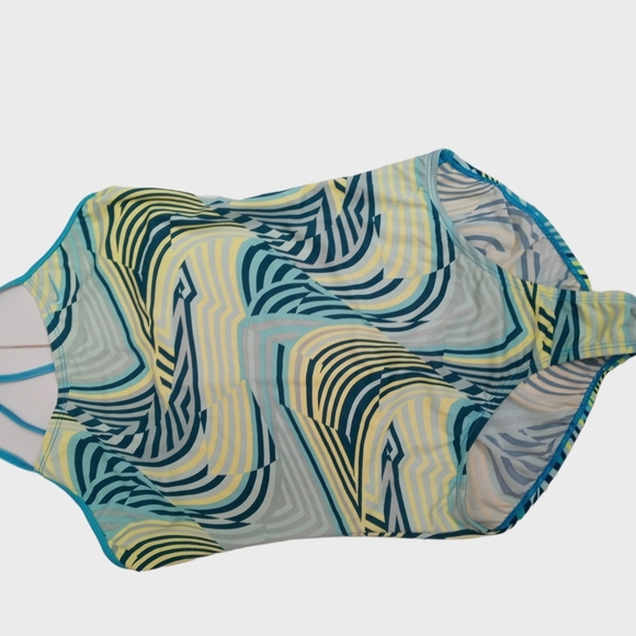 Nike Swimsuit / Yellow/Aquamarine/Navy Blue Color XL 156-166 CM 13-15 YRS Size - Picture 4 of 14